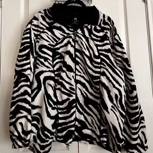 AC-TIV-OLOGY WOMENS BOMBER JACKET, ZEBRA PRINT, SIZE 2X